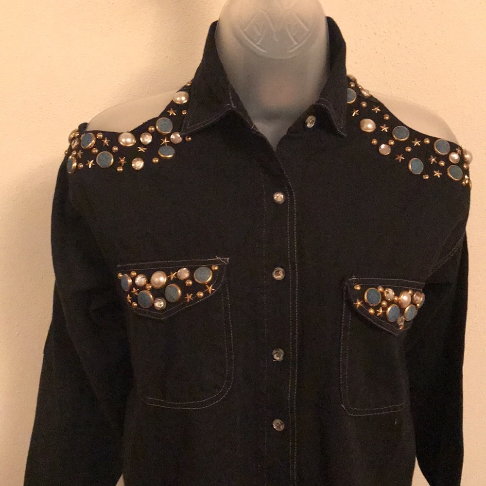 Black denim detailed cold shoulder